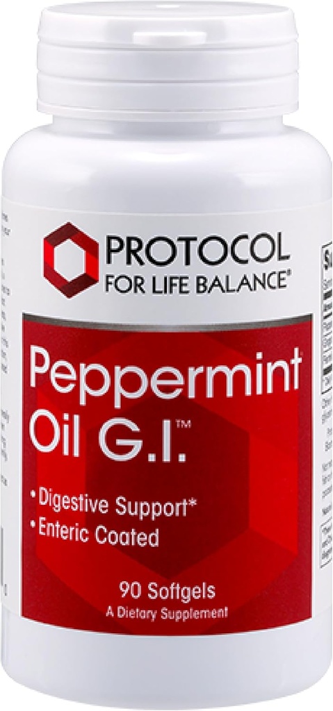 Protocol Peppermint G.I. - for Digestive Health Support* - με μέντα, λάδι τζίντζερ & μάραθο - Enteric-Coated - Dairy Free & Hanal - 90 Softgels