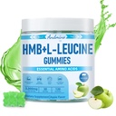 HMB και L-Leucine Gummies, 3000mg, με Trehalose, για την ανάπτυξη μυών, ανακούφιση μυών και την αποκατάσταση προπόνησης, για ενήλικες & Γηραιούς, μη ΓΤΟ, Vegan, Χωρίς γλουτένη, Apple Γεύση, 120