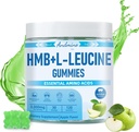 HMB και L-Leucine Gummies, 3000mg, με Trehalose, για την ανάπτυξη μυών, ανακούφιση μυών και την αποκατάσταση προπόνησης, για ενήλικες & Γηραιούς, μη ΓΤΟ, Vegan, Χωρίς γλουτένη, Apple Γεύση, 120