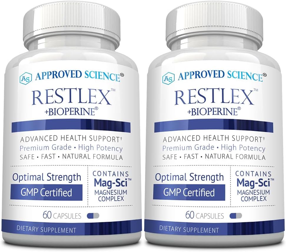 Εγκεκριμένη Επιστήμη Restlex - 420 mg Γλυκινικό μαγνήσιο Blend, L- θεανίνη 200 mg - 60 καψάκια - Συσκευασία των 2