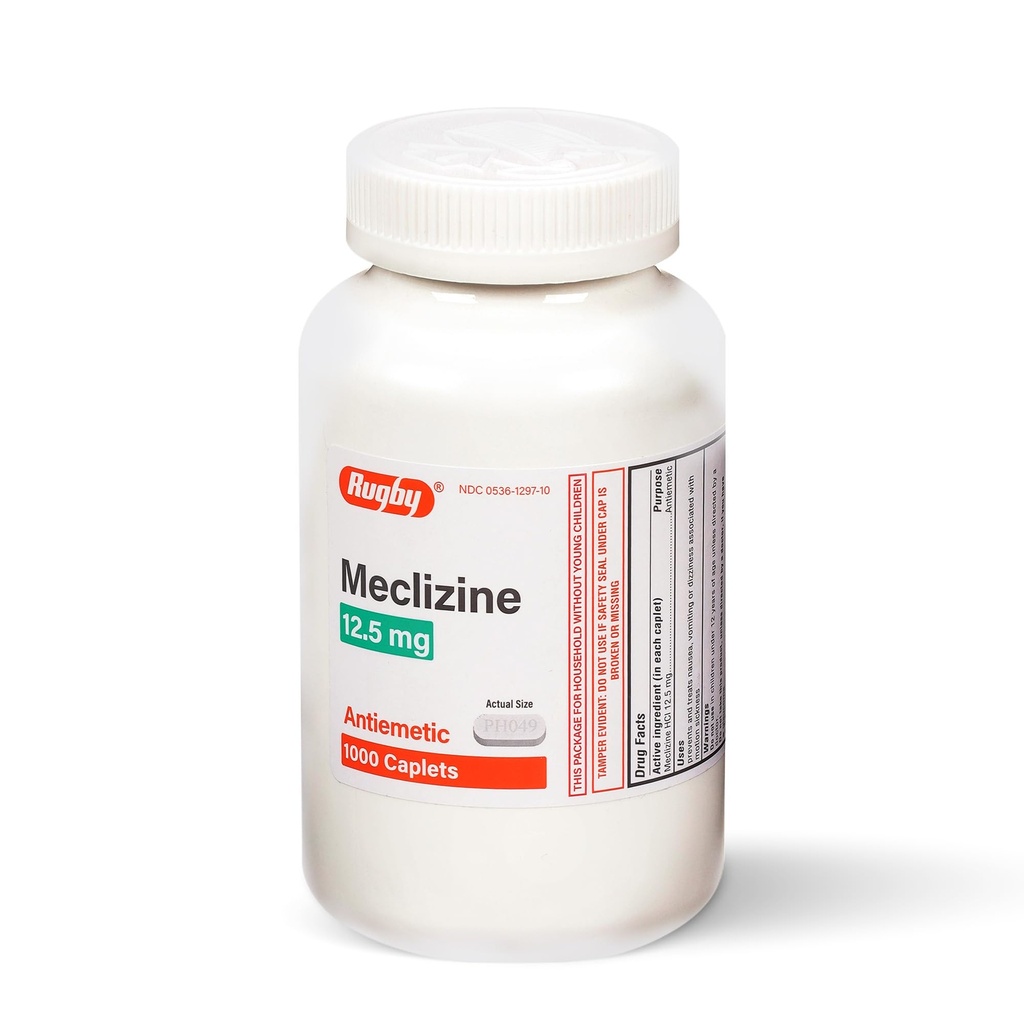 Rugby Meclizine 12, 5 mg Αντιεμετικές αλοιφές για συμπτώματα που σχετίζονται με την αδιαθεσία κίνησης– Ταξιδέψτε και Κρουαζιέρα Απαραίτητα, 1000 Caplets