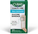 CURAD Πραγματικά Άουτςless! ® Καλύμματα σιλικόνης, .75" x 3", Για Ευαίσθητο ή Λεπτό Δέρμα, Ευέλικτο Ύφασμα, Προστατεύει Σκραπς, Κόψεις & Καψίματα, 20 Μέτρα