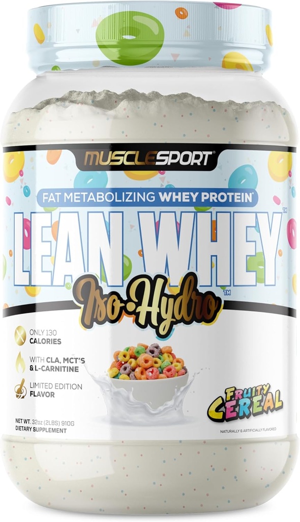 Myrussport Lean Whey RevolutionTM Protein Powder - Whey Protein Isolate - Χαμηλή θερμίδα, χαμηλή υδατανθράκη, χαμηλό λίπος, απίστευτη γεύση - 25g πρωτεΐνη ανά Scoop (2lb, φρουτώδη δημητριακά)
