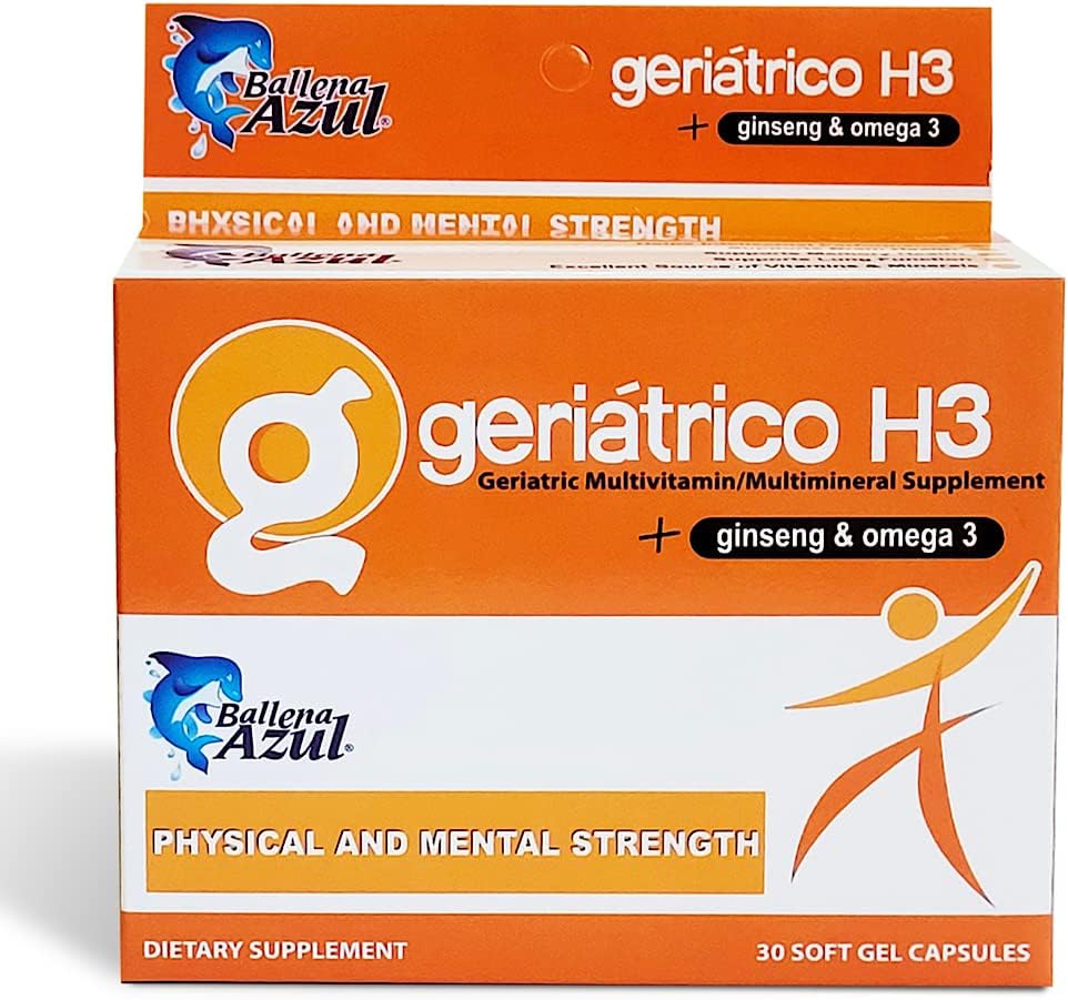 Ballena Azul Dietary Supplements, Geriatric Multivitamins, Ginseng and Omega 3