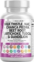 Καθαρά θρεπτικά συστατικά Γάλα Thistle NAC Chanca Piedra Beet Root Artichoke Dandelion Root - Liver Cleanse Detox & Repair Supplement Plus TUDCA Choline & Ginger 60 Count