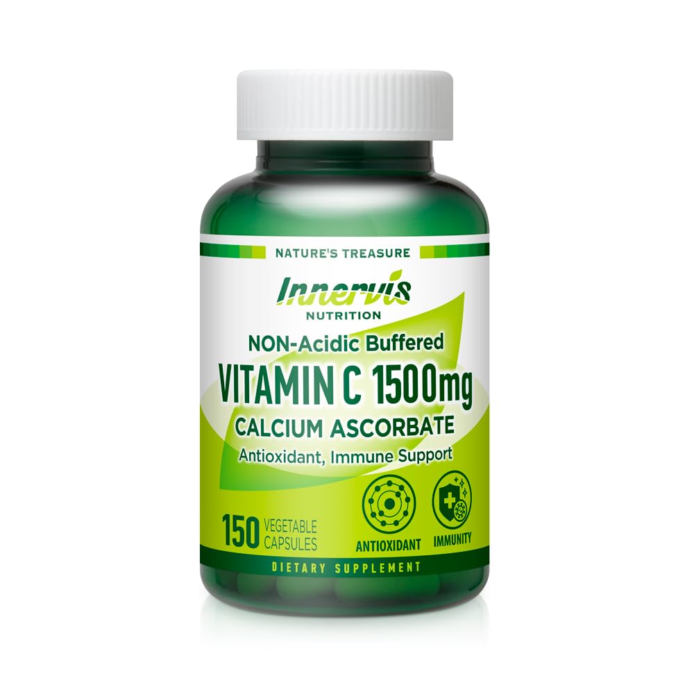 Απαλή μη-Acidic Βιταμίνη C 1500mg – Ασκορβικό ασβέστιο υψηλής απορρόφησης για την υποστήριξη του ανοσοποιητικού και αντιοξειδωτικών – κάψουλες 150 Veggie