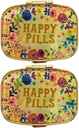2 Πακέτα Vintage Pill Organizers Metal Retro Pill Boxes Χαριτωμένες κάσες χαπιών για Purse/Pocket Φορητό Compact για να κρατήσει βιταμίνες / Tylenol/Συμπληρώματα/Meds/Tablet(Ευτυχισμένα χάπια με καθρέφτη μέσα)
