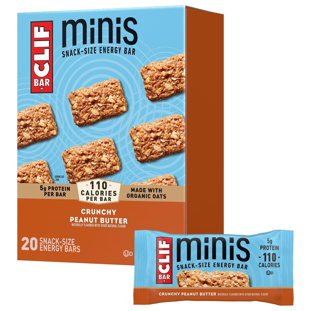 CLIF BAR Minis - Κρασί Φυστικοβούτυρο - Φτιαγμένο με οργανική βρώμη - 5g Πρωτεΐνη - Μη ΓΤΟ - Με βάση το φυτό - Σνακ-Μέγεθος Μπαρ Ενέργειας - 0,99 oz. (20 Pack)