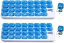 31 Day Monthly Pill Organizer with Pop Out Pocket Pill Pods and Storage Tray for Vitamins, Supplements, Home, Work or Travel - 2 Pack Blue