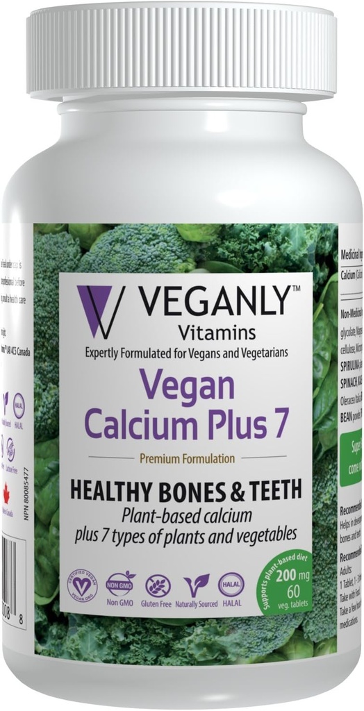 VEGANLY Βιταμίνες- Vegan Calcium Plus 7 για υγιή οστά και δόντια (60 caps) φυτικό συμπλήρωμα