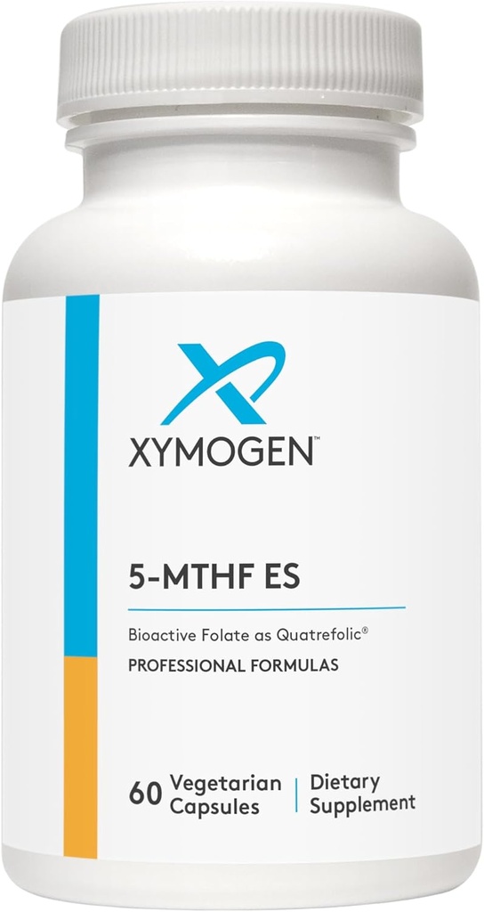 XYMOGEN 5-MTHF ES - 17,000 mcg DFE - Bioactive Folate Supplement as Quatrefolic - Mood, Cardiaγγειακή + μεθυλίωση Υποστήριξη - Βιταμίνη Β Φολικό μεθύλιο ως L Methylfolate (60 Κάψουλες)