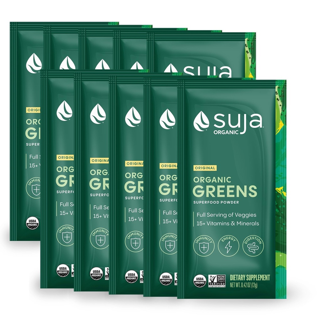 Suja Organic Greens σκόνη Probiotic Blend, Spirulina, Daily Superfood Drink ή Smoothie Mix για ανοσοποιητική υποστήριξη, πέψη, & ενέργεια, Vegan, χωρίς γλουτένη, μη ΓΤΟ, 10 εξυπηρετούν