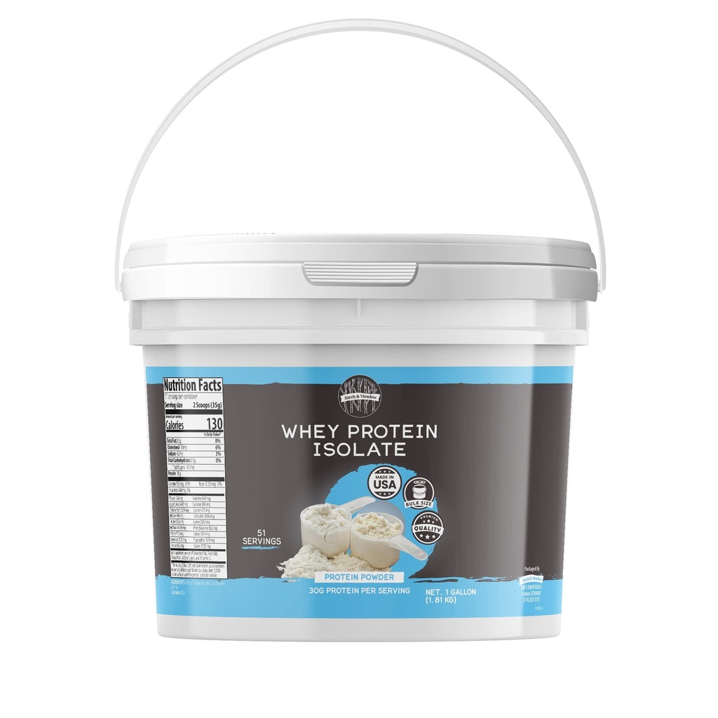 BIRCH & MEADOW 1 Gallon of Whey Protein Isolate Powder, Workout Supplement, Unflavored