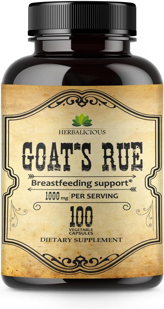 HERBALICIOUS Goat’s Rue Capsules 1000mg - Natural Goats Rue Herbal Supplement - Natural Galega Officinalis for Breast Feeding - Breastmilk Production Food Supplement Support - 100 Caps