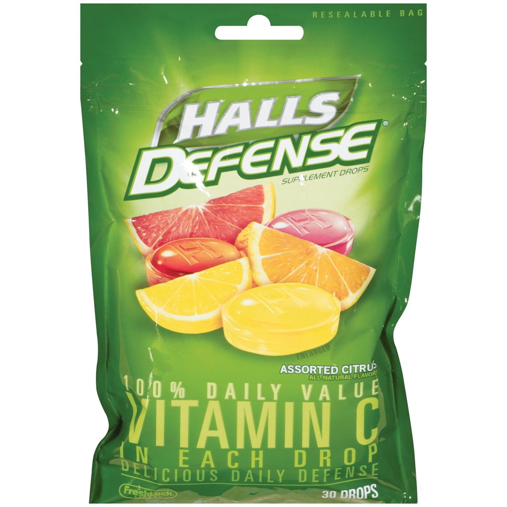 Halls Defense Vitamin C, 30-αριθμός (πακέτο των 6)