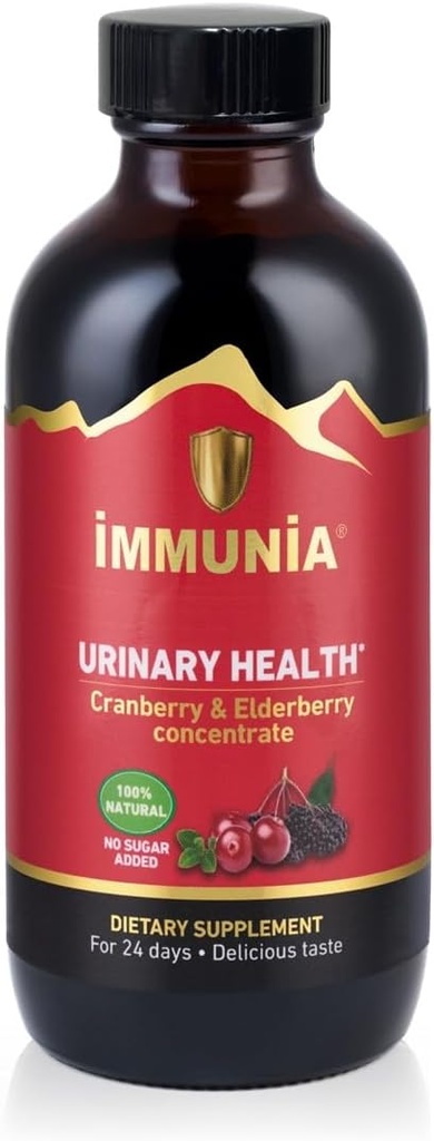 Immunia Υγεία Ούρων. Cranberry & Elderberry Πυκνό για την πρόληψη των λοιμώξεων ούρων. Φυσικό. Πεντανόστιμο. 5 ml/Day. (1-Pack)