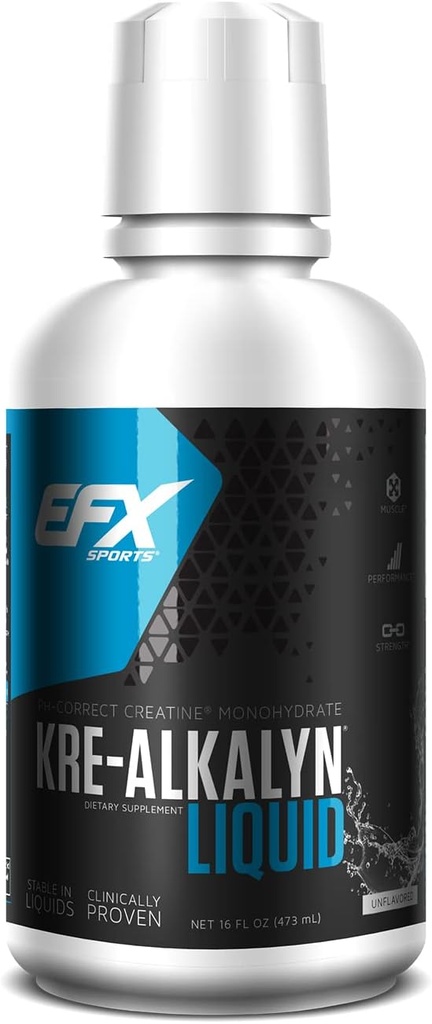 EFX Αθλητισμός Κρε-Αλκαλίνη Creatine, Υγρό Πυκνό, PH-Σωματική Creatine Μονοένυδρη, Πολυ-Patented Formula, Δύναμη Κερδίστε, Χτίστε Μύες & Ενισχυμένη Απόδοση (63 Υπηρεσίες, Άγευστη)