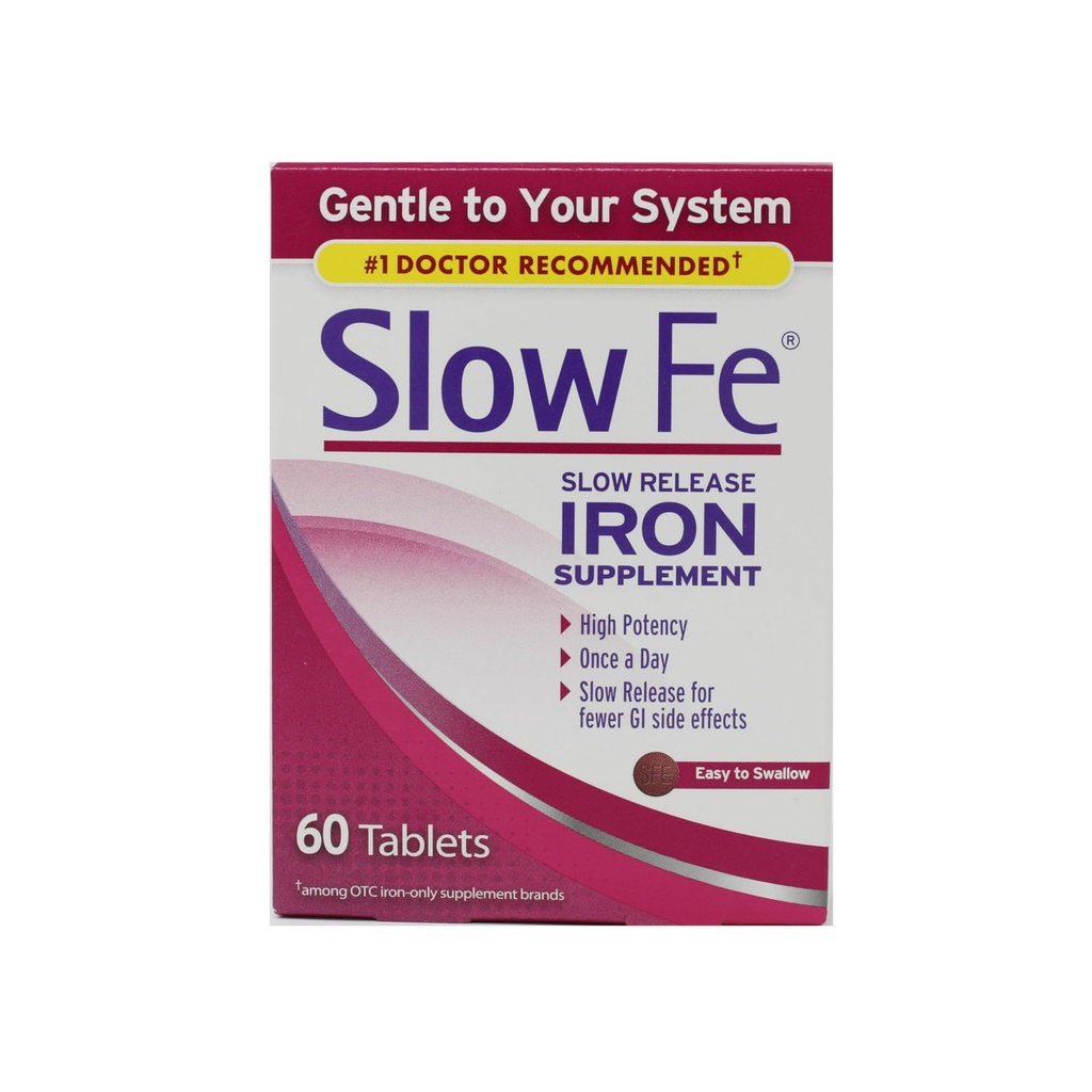 Slow Fe, High Potency Iron 45 mg, Slow Release - 60 δισκία - Συσκευασία των 3