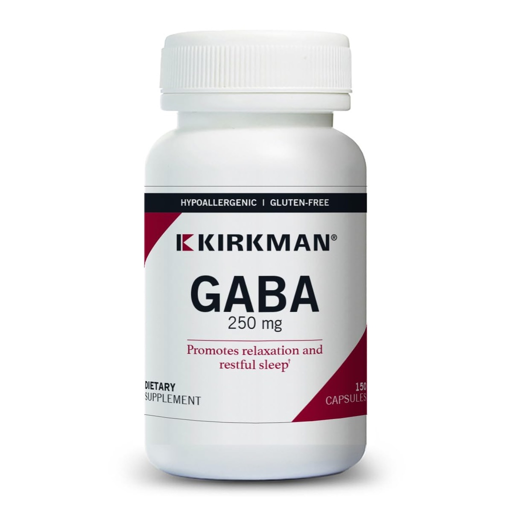Kirkman - GABA 250 mg - 150 κάψουλες - Υποστηρίζει χαλάρωση - Προάγει τον Ξεκούραστο Ύπνο - Hypoallergenic