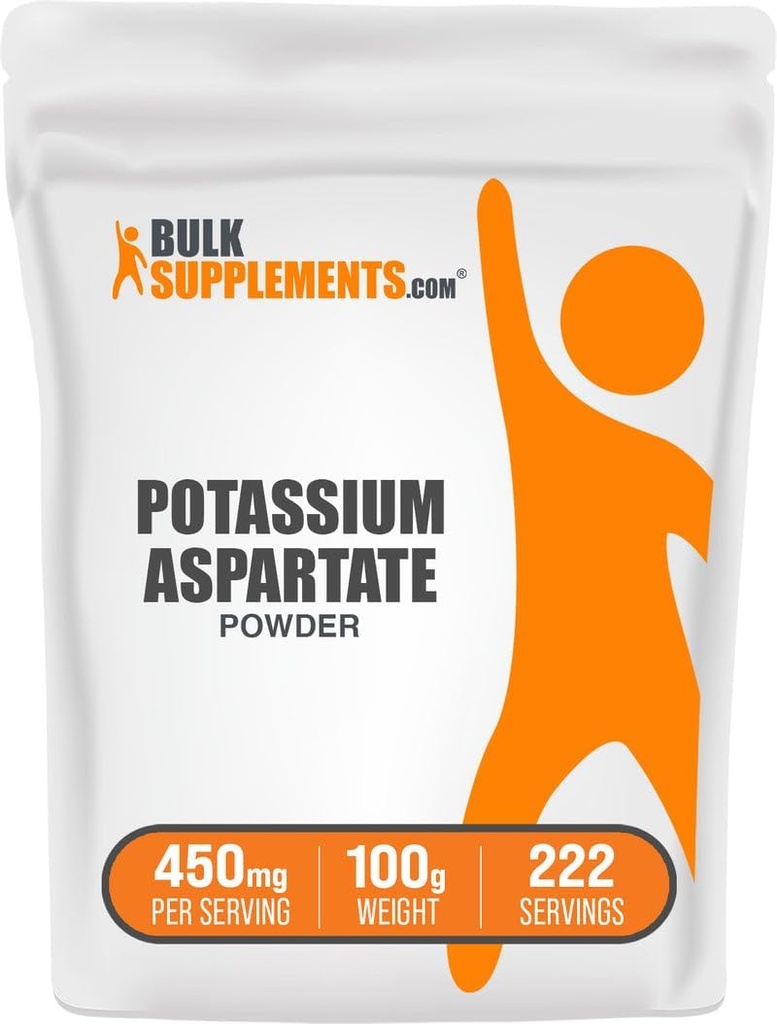 BulkSupplements.com Ασπαρτική σκόνη καλίου - Συμπλήρωμα ορυκτών, για την υποστήριξη της ενυδάτωσης - Χωρίς γλουτένη, 450mg (98mg κάλιο) ανά υπηρεσία, 100g (3, 5 oz) (πακέτο του 1)