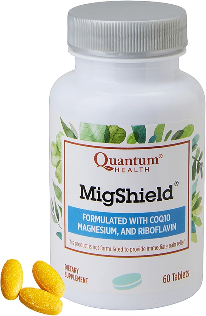 Quantum Health MigShield συμπλήρωμα μαγνησίου με Ribβοφλαβίνη & CoQ10 βοηθά στην προώθηση της σωστής λειτουργίας του εγκεφάλου καρδιά & μύες Καθημερινή διατροφικά Απαραίτητα για γυναίκες & άνδρες - 60 δισκία