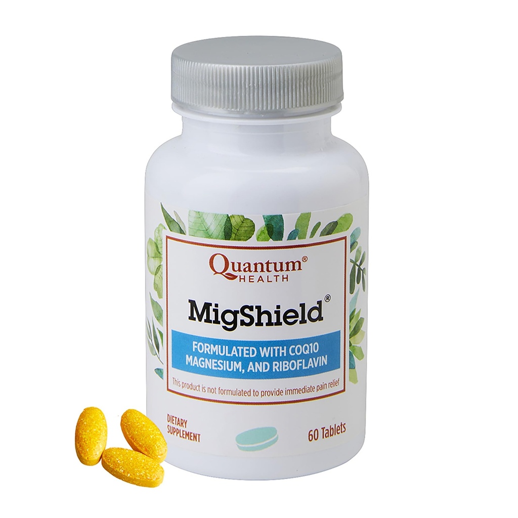 Quantum Health MigShield Magnesium Supplement Riboflavin CoQ10, 60 Tablets | Easy-to-Take Tablets for Effective Results, Helps Promote Proper Function of Brain Heart & Muscles, 30-Day Supply