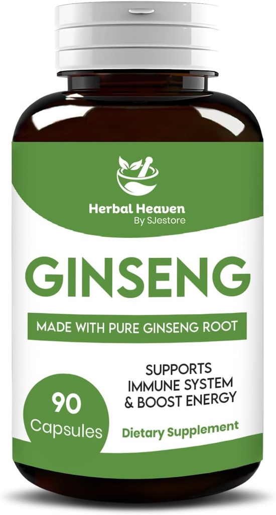 Herbal Heaven Natural Energy and Focus Ginseng Κάψουλες 90 Μετρήστε για Ζωτικότητα και Ευεξία - 100% Herbal Formula