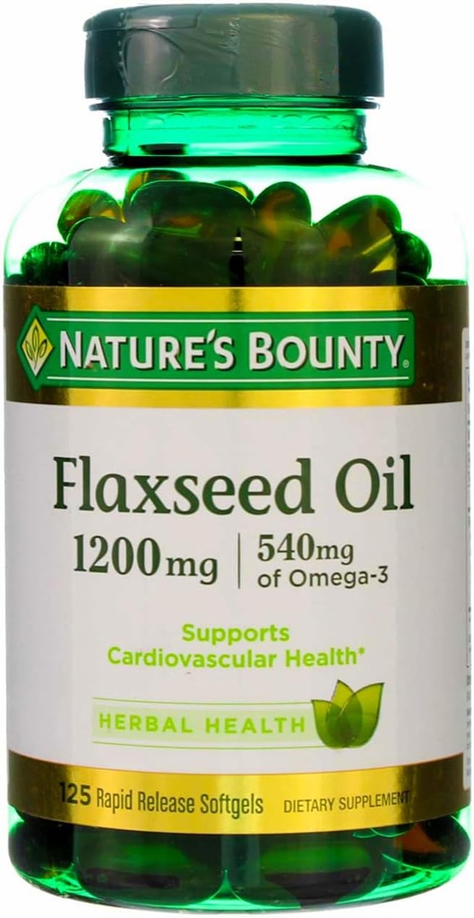 Nature's Bounty Flaxseed Oil 1200 mg, 125 Softgels ταχείας απελευθέρωσης (Pack of 3)