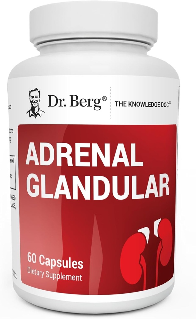 Dr. Berg Adrenal Glandular - Hormone Balance Formula που υποστηρίζει υγιή Adrenal Function - συμπλήρωμα υποστήριξης Adrenal - 60 κάψουλες