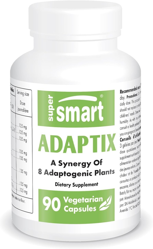 Supersmart Adaptix (Προηγμένη Φόρμουλα) - 8-σε-1 Εκχυλίσματα Φυτών - Adaptogen Herbs with Ashwagandha, Astragalus, Ginseng, Reishi 