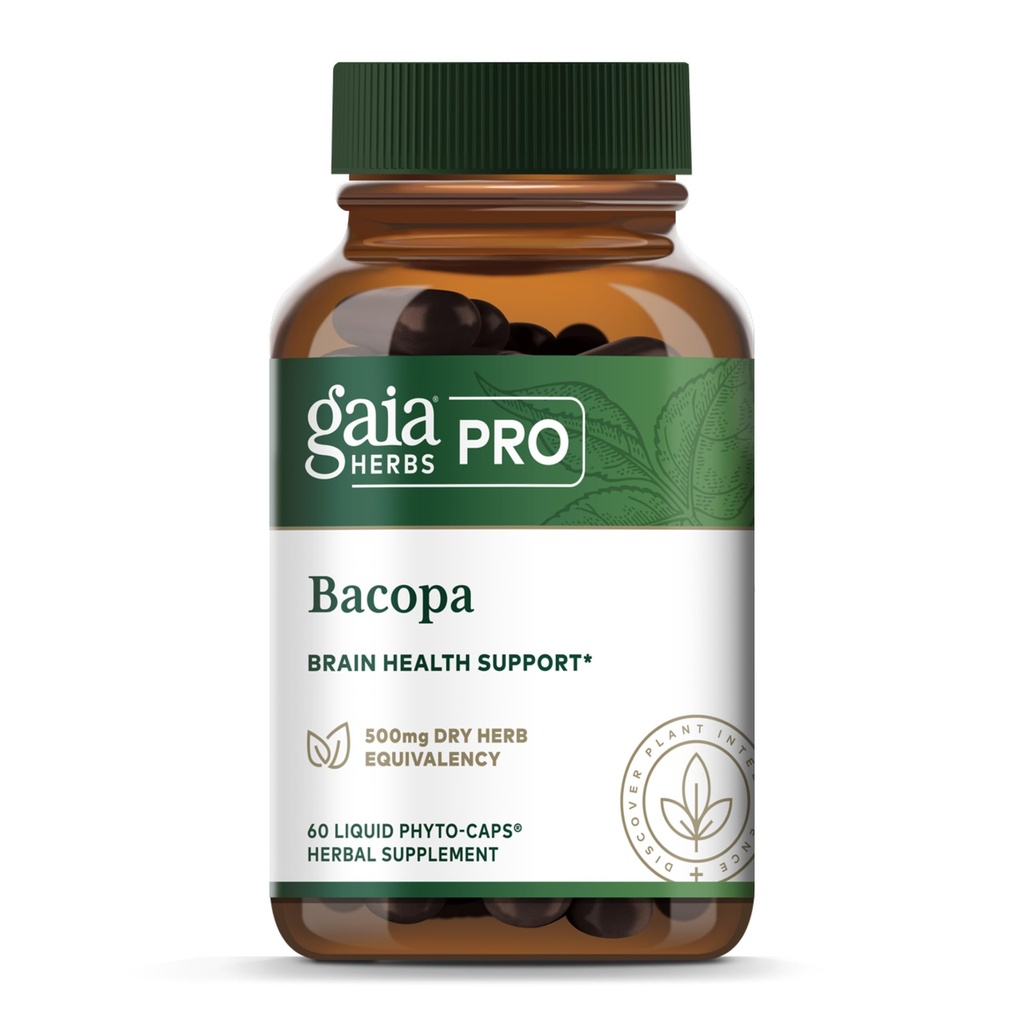 GAIA HERBS PRO Bacopa - Brain Health & Nootropic Support - 60 Liquid Phyto-Caps (30 Servings)