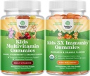 Παίδες με βάση το φυτό Multivitamin Gummies - με Βιταμίνες A, C, D3, E, B6 & B12, Ψευδάργυρος & Ιώδιο και Βιολογικά Παιδιά Ανοσοποιητική Υποστήριξη Gummies - Vegan Organic Vitamin D με Βιταμίνη C και Ψευδάργυρο
