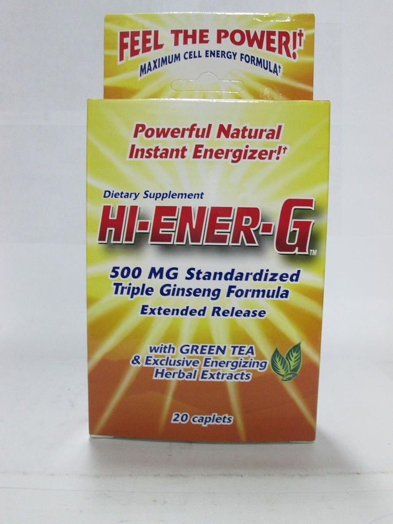 Ανεμόμυλος Υγεία Προϊόντα Hi-Ener-G Τρίκλινο Ginseng Συμπληρώματα, 500 mg, 20-Count Πακέτα (πακέτο των 3)