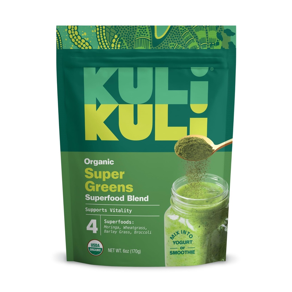 Kuli Kuli Green Power [6 oz] - Super Greens Powder - Nutrient Dense Moringa, Wheatgrass, Broccoli & Barley Grass Blend - 100% Plant Based Organic Superfood Posder Πηγάζει από Απομακρυσμένες Αγροκτήματα