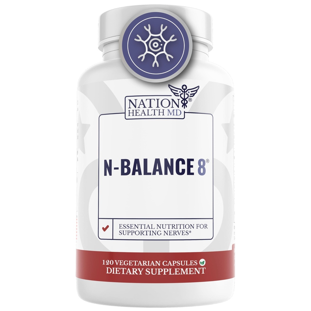 N-Balance 8 - Neuropathy Supplements with Alpha Lipoic Acid (ALA), Benfotiamine, R Alpha Lipoic Acid (R-ALA), Vitamin B12 Methylcobalamin - Nerve Support Supplement - 120 Capsules
