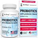 Dr. Berg Probiotic Supplement (60 δισεκατομμύρια CFUs) - Βοηθά στην διευκόλυνση της περιστασιακής δυσκοιλιότητας, Διάρροια, Αέριο & Αίμα* - Pre and Probiotics for Digestive Health - 30 Probiotic Capsles