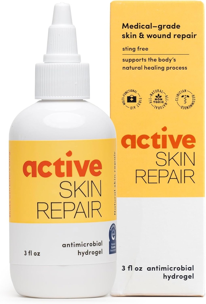 Active Skin Repair First Aid Healing Skin Hydrogel - Φυσικό & μη Τοξικό Επιδιόρθωση Αρωματισμού με Υποχλωρικό οξύ για μικρές περικοπές, πληγές, scrapes, εξανθήματα, Sunburns, & More, 3 oz