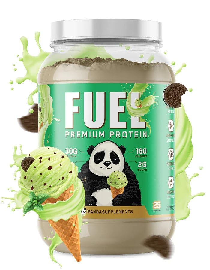 Underground Bio Labs Panda Fuel Premium Protein Whey, Hydrolyzed Collagen, Casein, Probiotics, Enzymes, Keto Friendly, Time Release, 25 σέρβις (2,5 λίρα, παγωτό σοκολάτα μέντας)