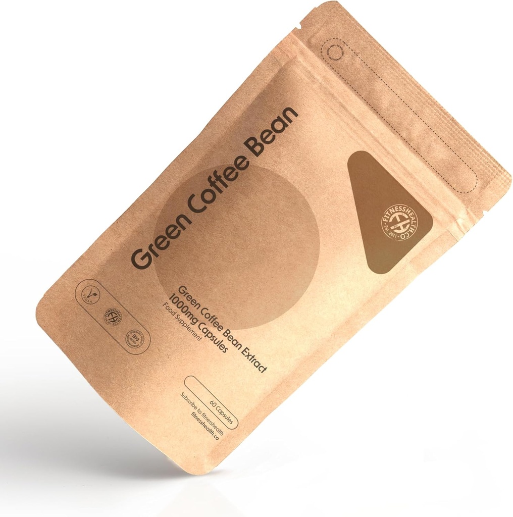 Γυμνότητα Υγεία Πράσινο Coffee Bean κάψουλες 1000MG (60 κάψουλες) - Επιλέγεται και μη ψημένο Πράσινο Coffee Bean Extract - Πράσινο συμπλήρωμα καφέ - Υψηλής αντοχής Πράσινο Καψάκιο καφέ