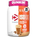 Dymatize x Dunkin' Cappuccino ISO100 Whey Protein Powder, 95mg Caffeine, 25g Protein5.5g BCAAs, 120 Cal., Χωρίς γλουτένη, 1g Λίπος, 1g Ζάχαρη, 2g Carb (20 μερίδες)