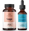 HERBAMAMA Sage and Ashwagandha Kit - Bundle των 1000 mg Sage Leaf Κάψουλες & Ashwagandha Root Tincture 2 fl oz - Vegan, μη GMO, Ζάχαρη & Αλκοόλ- Δωρεάν - 2 Pack