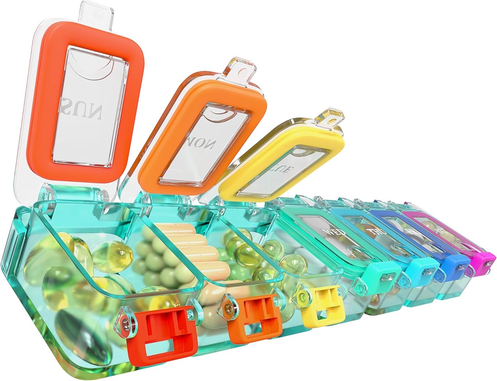 BEXEEN Εβδομαδιαία Ιατρική Χάπια Διοργανωτής Αδιάβροχος 7 ημέρα μεγάλο κουτί Χάπια καθημερινή περίπτωση Χαριτωμένο οργανωτής βιταμίνης Φορητό Χάπια Περιεκτών Ταξί Κάτοχος XL συμπλήρωμα φαρμακευτικής διανομής Ένα την ημέρα