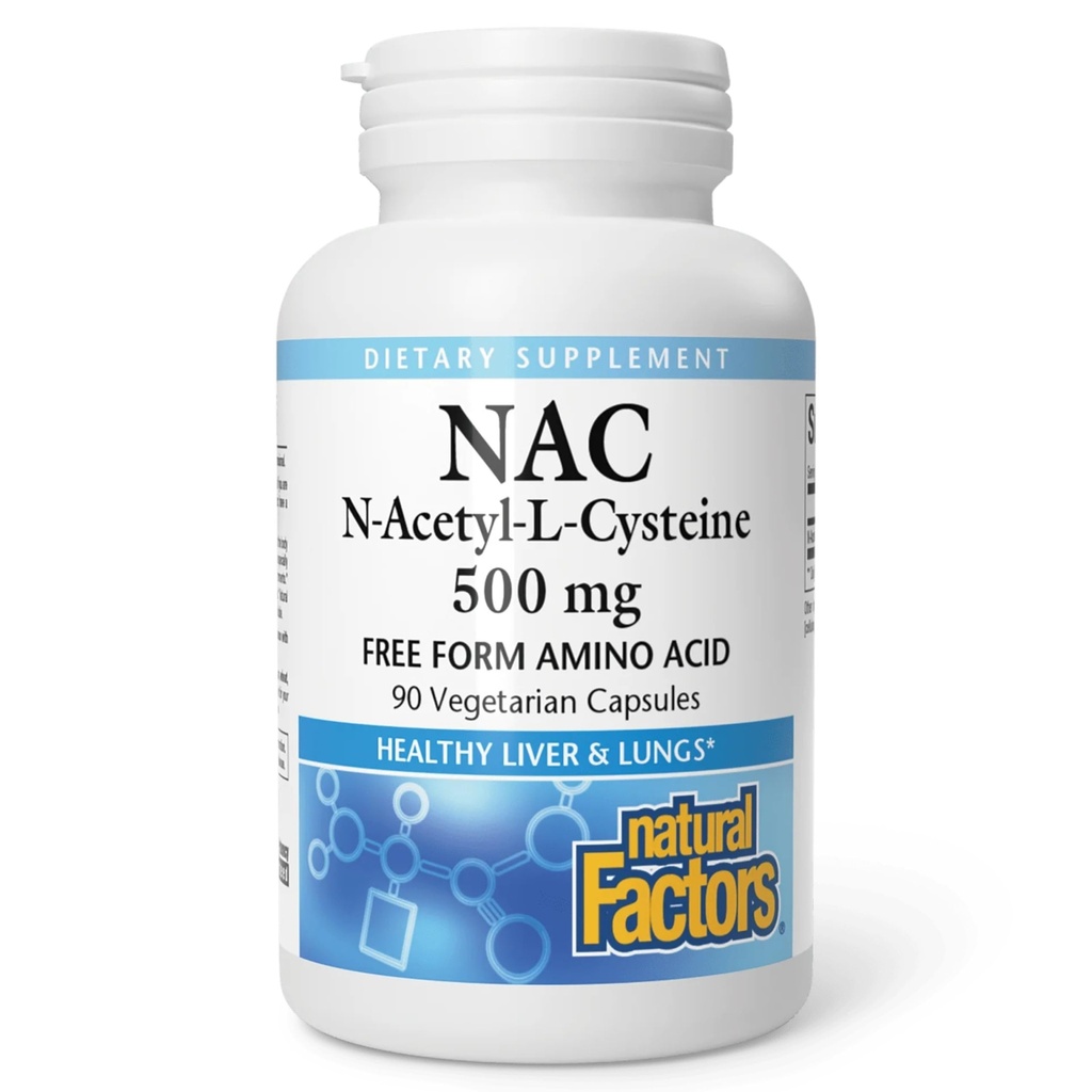 Φυσικοί Παράγοντες N-Acetyl-L-Cysteine 500 mg - Υποστηρίζει υγιές ήπαρ & πνεύμονες - Αντιοξειδωτικό συμπλήρωμα υποστήριξης Υποστηρίζει την υγεία του ανοσοποιητικού συστήματος - 90 κάψουλες χορτοφάγων (90 εξυπηρετούν)