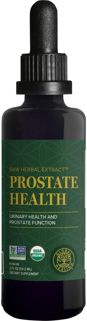 Global Healing Organic Prostate Health - Mens Health Supplement - Prostate Supplements Help Urinary Bladder Control, Frequent Urination Relief Reduces Bathroom Trips - 2 Fl Oz
