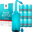 Medi Grade Sinus Rinse Bottle, 500ml με 30 Sinus Rinse Packets - Ολοκληρωμένο Σύστημα Ρινικής Άρδευσης - Niti Pot Nose Καθαριστικό - Nasal Wash Kit για το σπίτι ή τα ταξίδια - 2 Nasal Rinse Συμβουλές και τσάντα αποθήκευσης