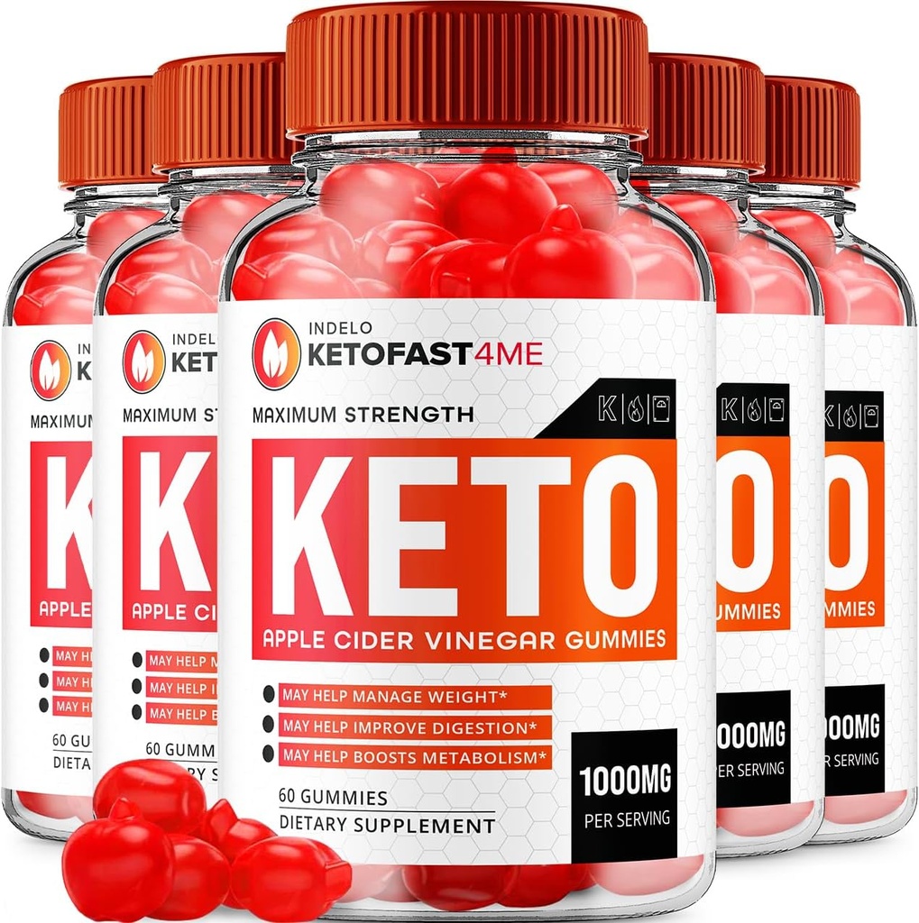 (5 Pack) KetoFast4Me ACV Gummies Advanced, KetoFast 4 Me ACV Gummies Apple Cider Vinegar Keto Fast 4 Me Weight Management ACV Gummies Keto Fast4Me Reviews Vitamin B12 Keto+acv, 1000mg (300 Gummies)