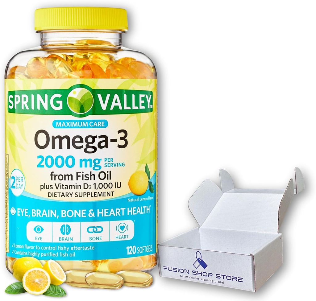 Ωμέγα 3 2000mg softgels - ιχθυέλαιο, 120ct (πακέτο του 1), Boxed by Fusion Store