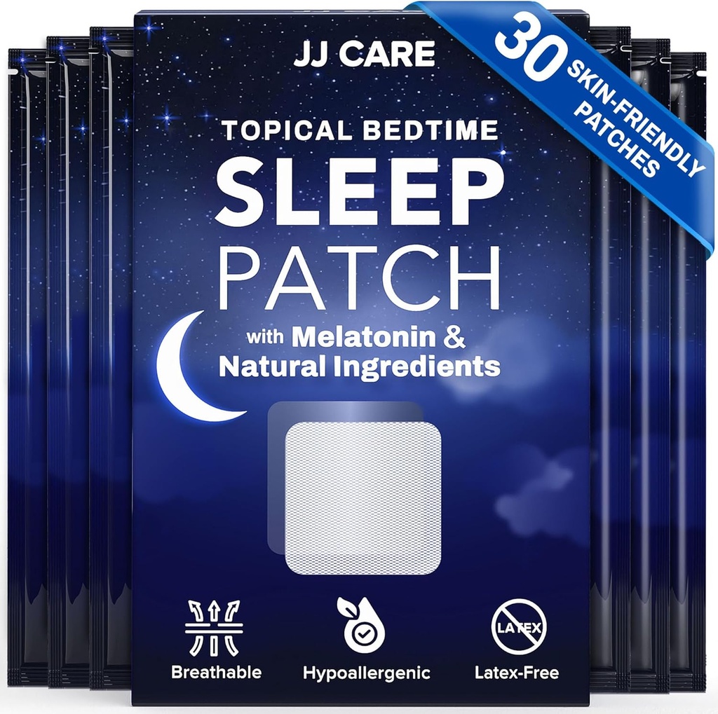 JJ CARE Sleep Patches 30 PCS, Βοηθήματα ύπνου για ενήλικες επιπλέον δύναμη, φυσικό και τοξινένιο-free Sleep Patch, Melatonin Patch για καθημερινή χρήση, Melatonin Natural Patch για υποστήριξη ύπνου