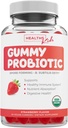USDA Organic Probiotics for Kids (Non-GMO) Φράουλα Flavor Kids Probiotic Gummies for Digestion & Immune Support - 2,5 δισεκατομμύρια CFU του DE111 Spore Forming Strain for Maximum Survivability - 30 Gummys