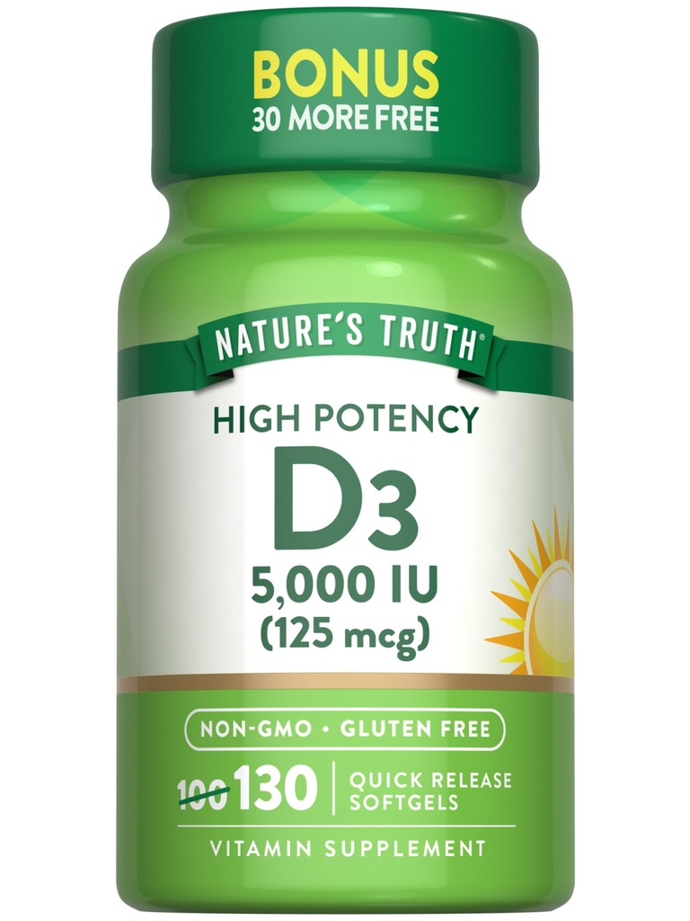 Η αλήθεια της φύσης Βιταμίνη D3 5000 IU Softgels 